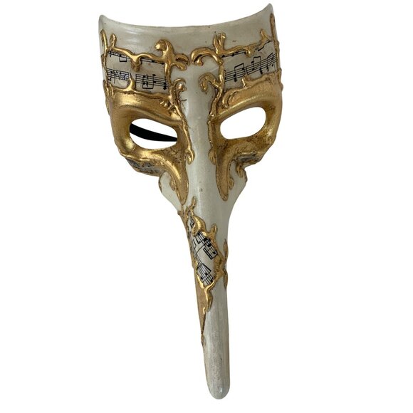 VTG Handmade Casanova Long Nose Venetian Mask Masquarade Music Gold N10103 - Picture 2 of 9